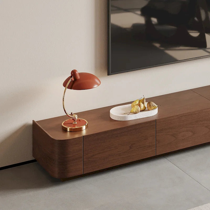 Meuble TV moderne du milieu du siècle, 4 à 6 tiroirs, console multimédia en bois massif brun
