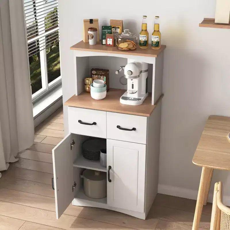 sumyeg Meuble de Rangement de Cuisine en Bois avec Tiroir et Étagère pour Micro-ondes