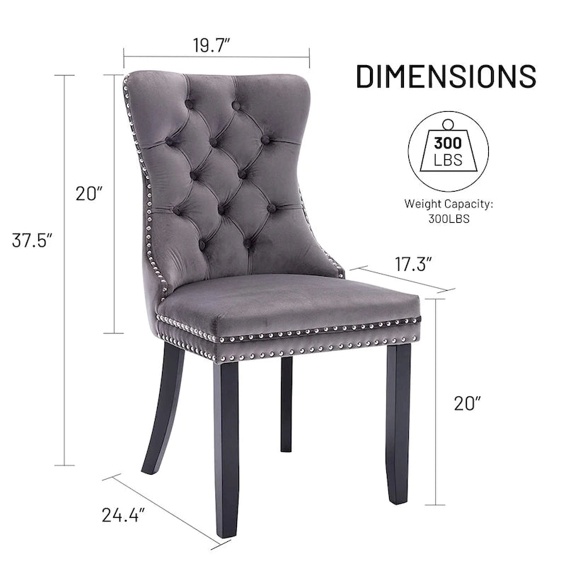 Ensemble de 6 chaises de salle à manger, chaises de cuisine de luxe en velours rembourré avec assise et dossier matelassés et pieds en bois massif - N/A